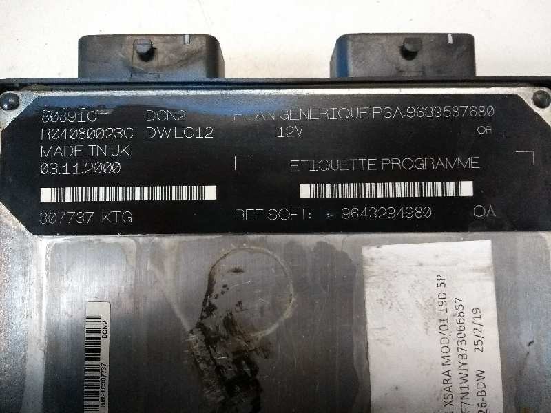 Recambio de centralita motor uce para citroen xsara berlina 1.9 d sx referencia OEM IAM R04080023C 9639587680 9643294980 80891C