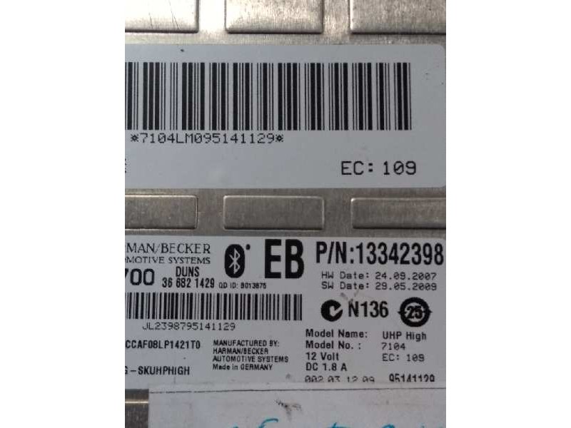 Recambio de modulo bluetooth para opel astra j lim. 1.7 16v cdti referencia OEM IAM 13342398 EB 