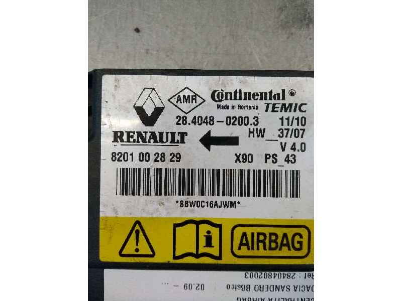 Recambio de centralita airbag para dacia sandero básico referencia OEM IAM 28404802003 8201002829 