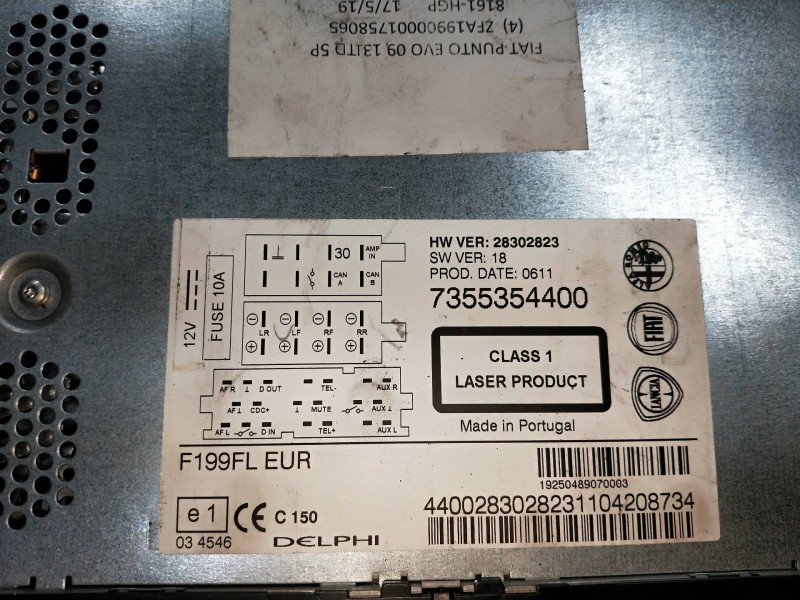 Recambio de sistema audio / radio cd para fiat punto (evo) (199) emotion referencia OEM IAM 7355354400  
