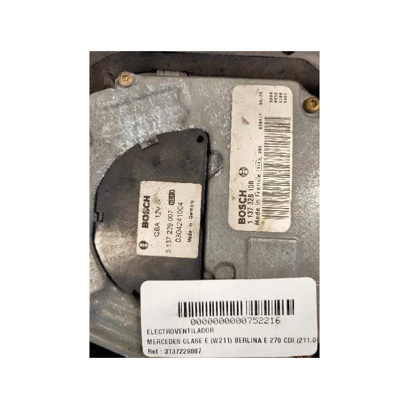 Recambio de electroventilador para mercedes clase e (w211) berlina e 270 cdi (211.016) referencia OEM IAM 3137229007 1137328108 