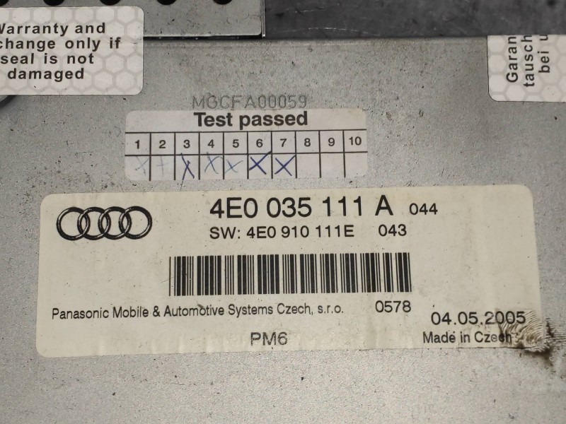 Recambio de modulo electronico para audi a8 (4e2) 4.2 quattro referencia OEM IAM 4E0035111A  