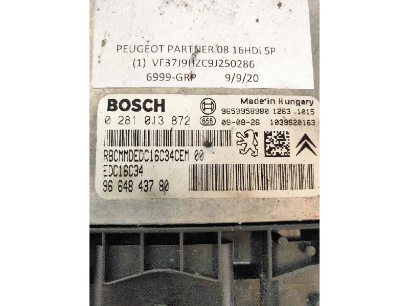 Recambio de centralita motor uce para peugeot partner kombi outdoor referencia OEM IAM 0281013872 9664843780 EDC16C34