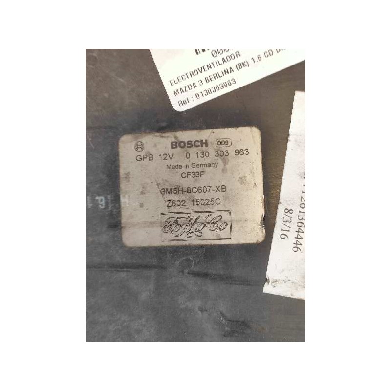 Recambio de electroventilador para mazda 3 berlina (bk) 1.6 cd diesel cat referencia OEM IAM 0130303963 3M5H8C607XB 