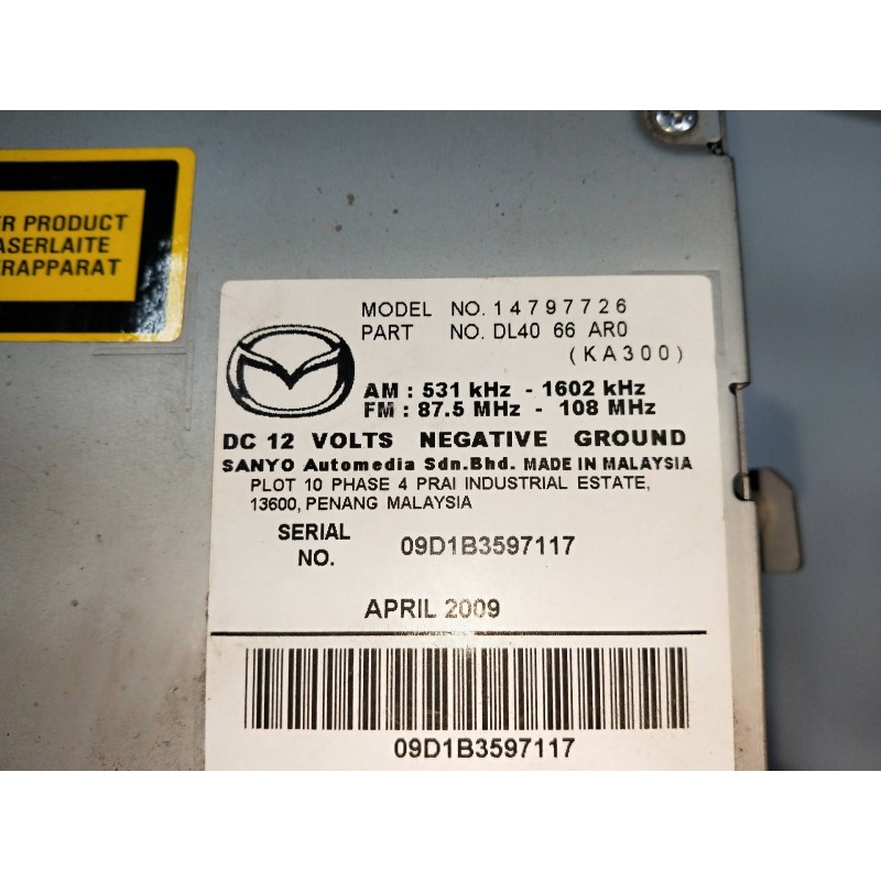 Recambio de sistema audio / radio cd para mazda 2 lim. (de) 1.6 crtd active + (5-ptas.) (66kw) referencia OEM IAM 14797726  