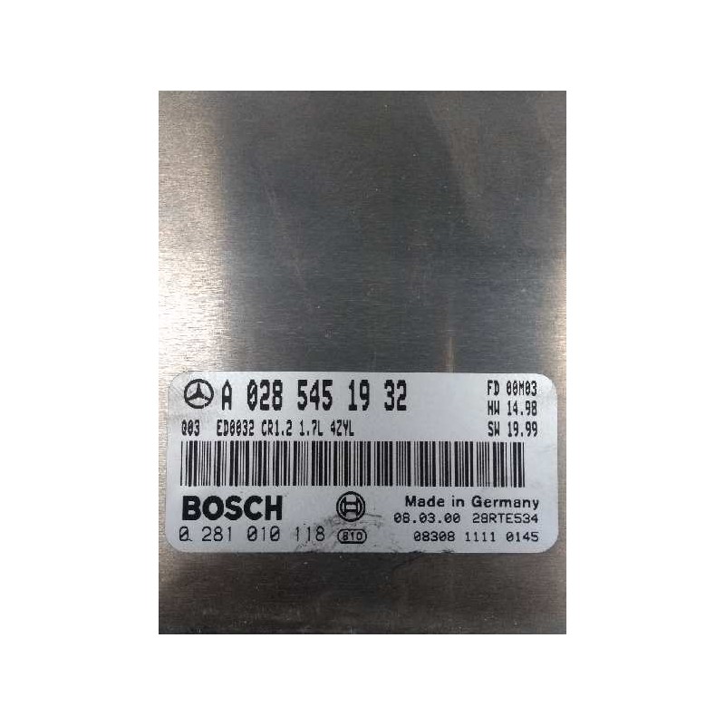 Recambio de centralita motor uce para mercedes clase a (w168) 170 cdi (168.008) referencia OEM IAM 0281010118 A0285451932 Q03 FD