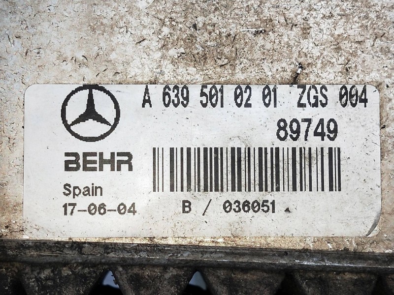 Recambio de intercooler para mercedes vito caja cerrada 6.03  111 cdi largo (639.603) referencia OEM IAM 6395010201ZGS004  