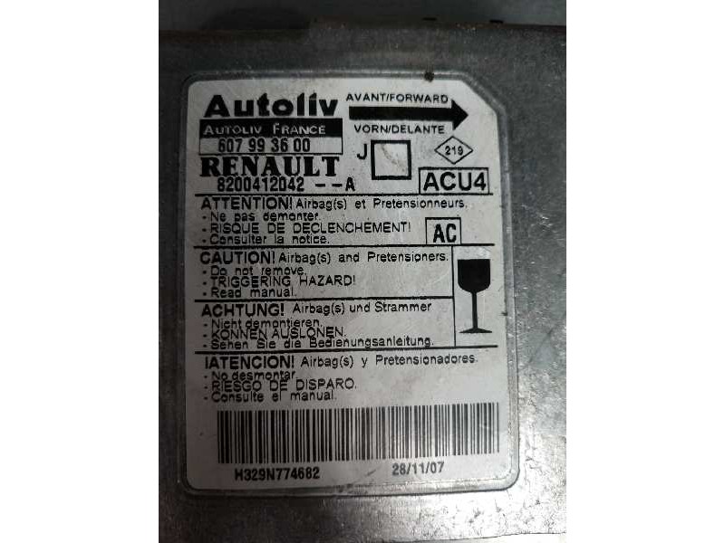 Recambio de centralita airbag para renault scenic ii expression referencia OEM IAM 607993600 8200412042A 