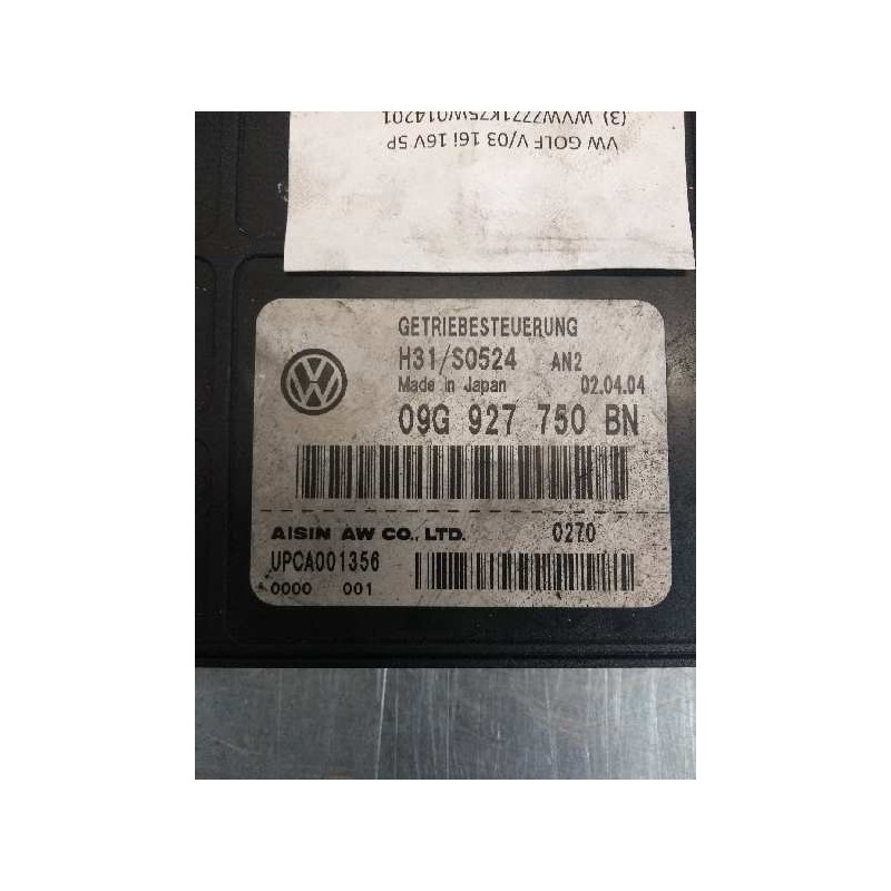 Recambio de centralita cambio automatico para volkswagen golf v berlina (1k1) 1.6 16v fsi referencia OEM IAM 09G927750BN H31S052