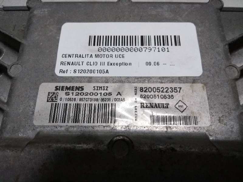 Recambio de centralita motor uce para renault clio iii exception referencia OEM IAM S120200105A 8200522357 8200510536 SIM32