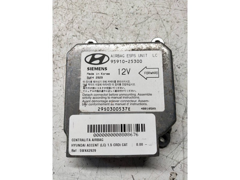 Recambio de centralita airbag para hyundai accent (lc) 1.5 crdi cat referencia OEM IAM 5WK42929 9591025300 29S0300537E
