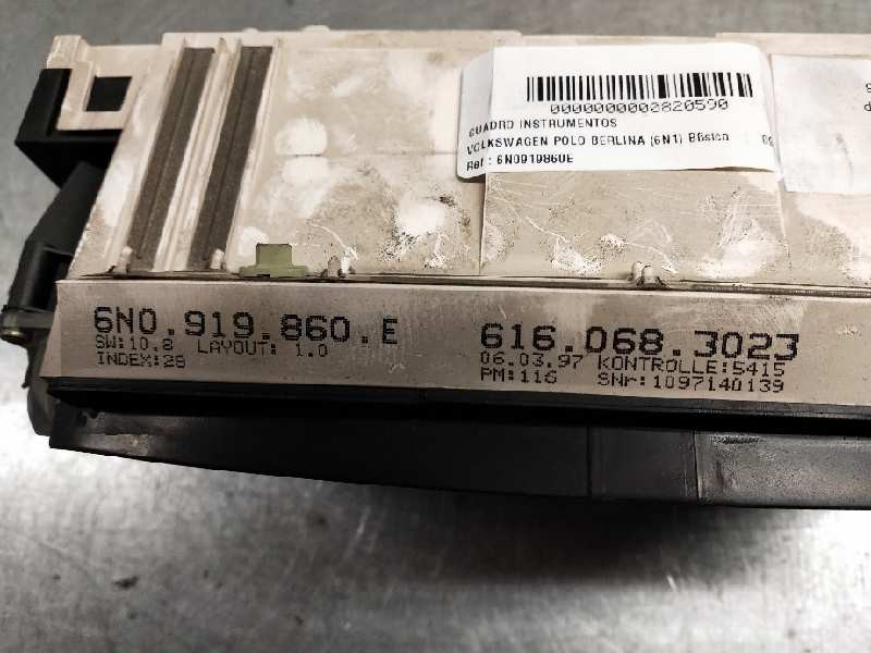 Recambio de cuadro instrumentos para volkswagen polo berlina (6n1) básico referencia OEM IAM 6N0919860E 6160683023  Recambio de cuadro instrumentos para volkswagen polo berlina (6n1) básico referencia OEM IAM 6N0919860E 6160683023