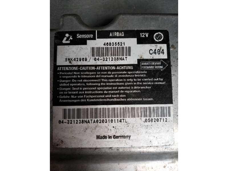 Recambio de centralita airbag para fiat stilo (192) 1.2 16v active referencia OEM IAM 5KW42969 46835521 04321238NAT