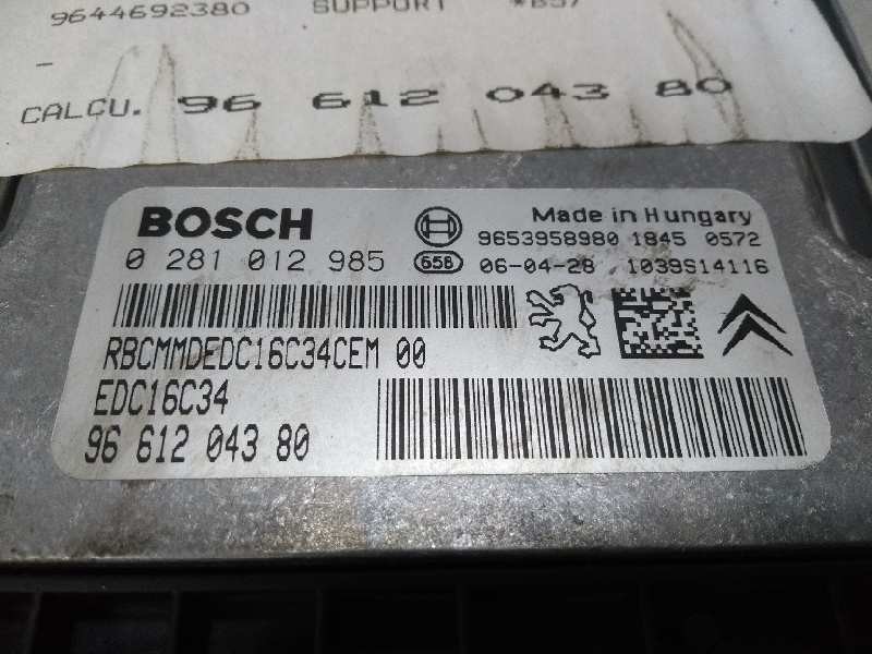 Recambio de centralita motor uce para citroen c4 berlina collection referencia OEM IAM 0281012985 9661204380 EDC16C34