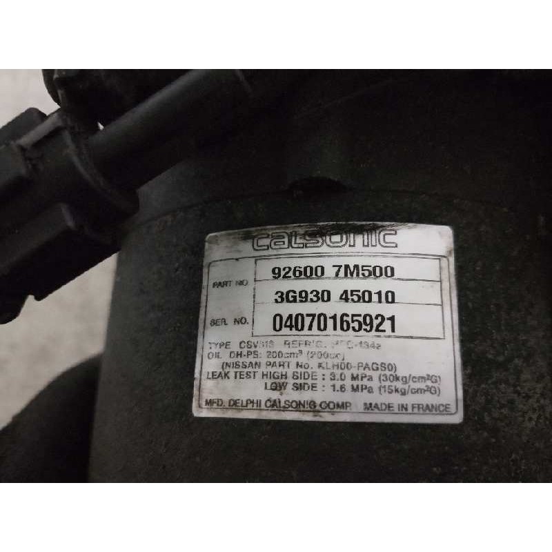 Recambio de compresor aire acondicionado para nissan almera (n16/e) 2.2 16v turbodiesel cat referencia OEM IAM 926007M500 3G9304