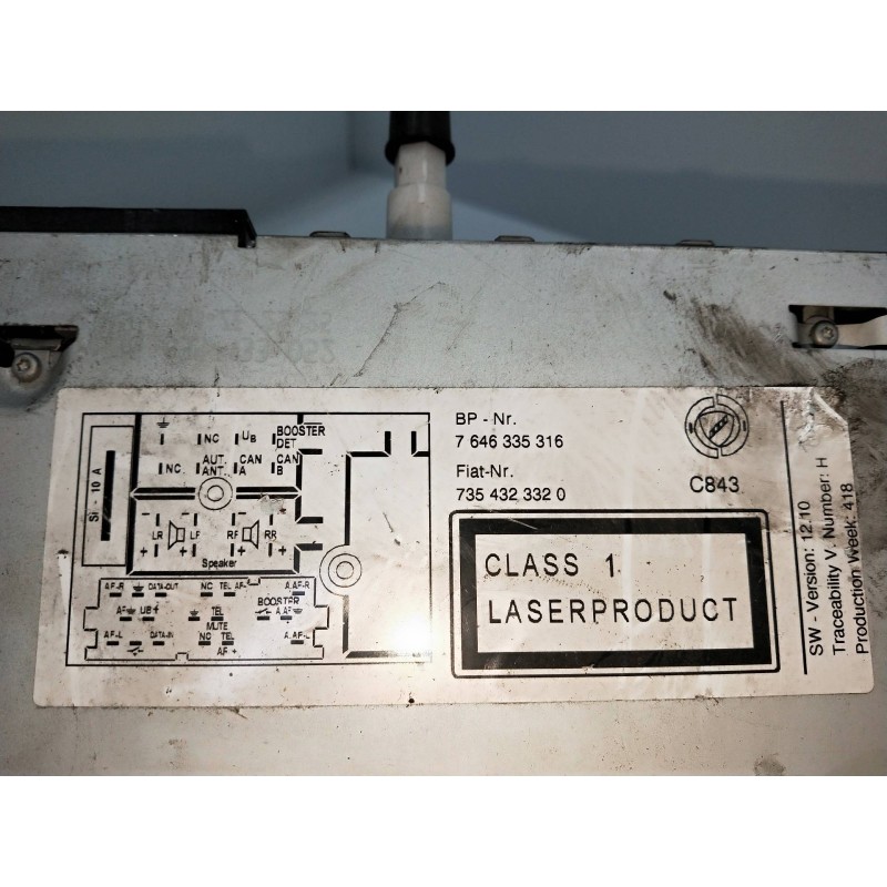 Recambio de sistema audio / radio cd para fiat croma (194) 1.9 8v multijet dynamic (12.2007) referencia OEM IAM 7354323320  