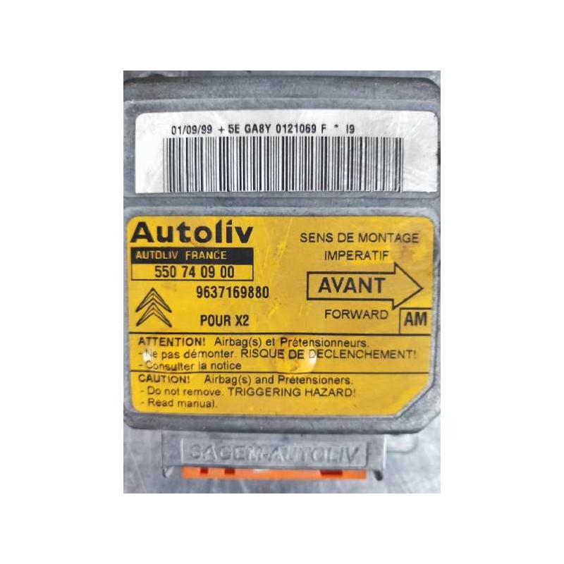 Recambio de centralita airbag para citroen xantia berlina 2.0 hdi 90/110 image referencia OEM IAM 550740900 9637169880 