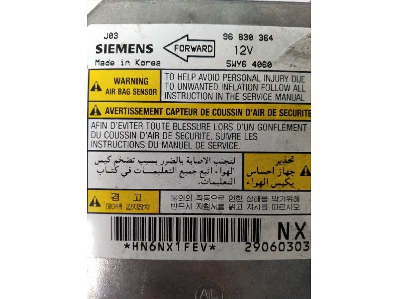 Recambio de centralita airbag para chevrolet lacetti sx referencia OEM IAM 5WY64060 96830364 HN6NX1FEV
