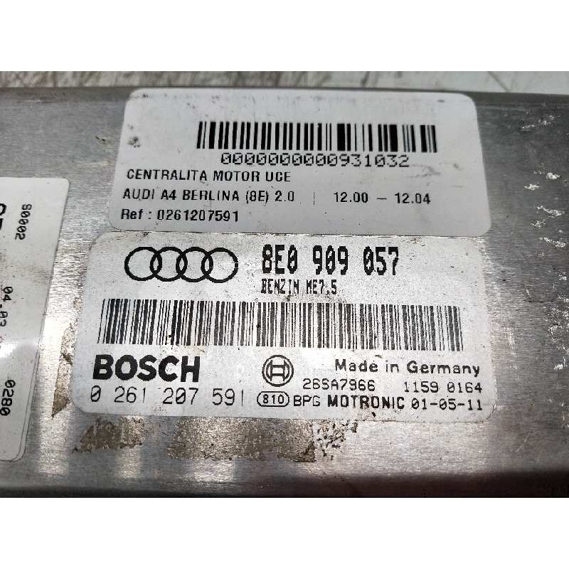 Recambio de centralita motor uce para audi a4 berlina (8e) 2.0 referencia OEM IAM 0261207591 8E0909057 ME75