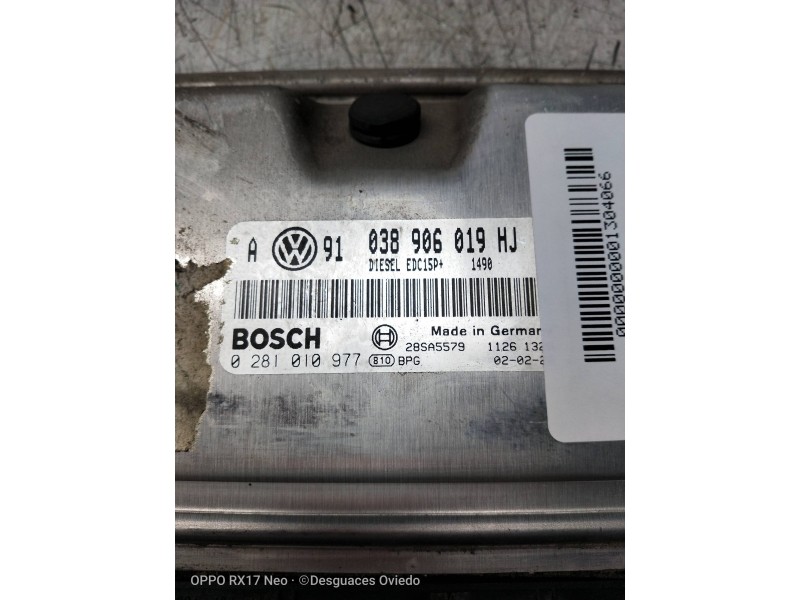 Recambio de centralita motor uce para volkswagen golf iv berlina (1j1) highline referencia OEM IAM 0281010977 038906019HJ EDC15P