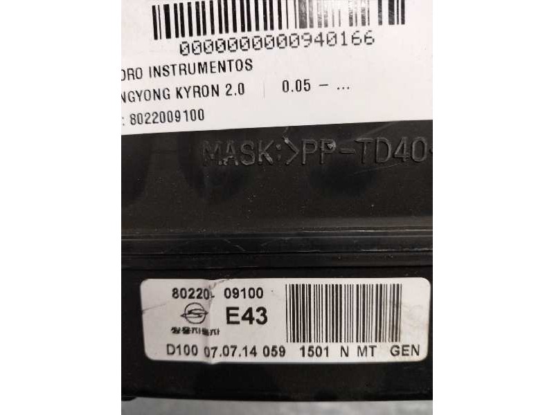 Recambio de cuadro instrumentos para ssangyong kyron 2.0 referencia OEM IAM 8022009100 E43 
