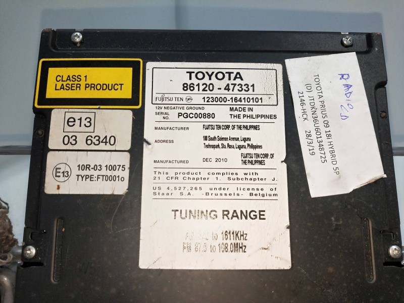 Recambio de sistema audio / radio cd para toyota prius (nhw30) advance referencia OEM IAM 8612047331  