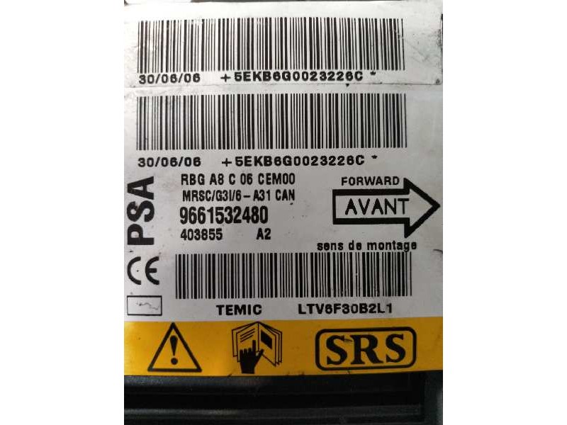 Recambio de centralita airbag para citroen c3 hdi 70 collection referencia OEM IAM 9661532480 403855 A2 
