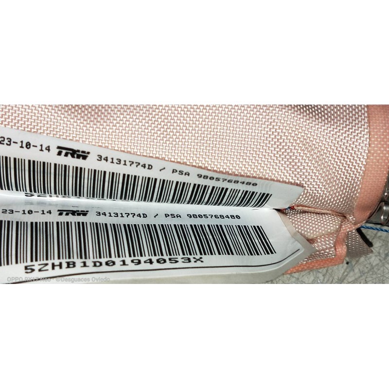 Recambio de airbag cortina delantero izquierdo para peugeot 308 1.6 16v e-hdi fap referencia OEM IAM 9805768480  