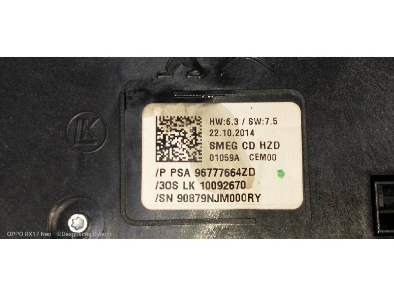 Recambio de mando calefaccion / aire acondicionado para peugeot 308 1.6 16v e-hdi fap referencia OEM IAM 96777664ZD  