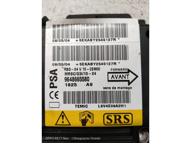 Recambio de centralita airbag para citroen c5 berlina exclusive referencia OEM IAM 9648665580  