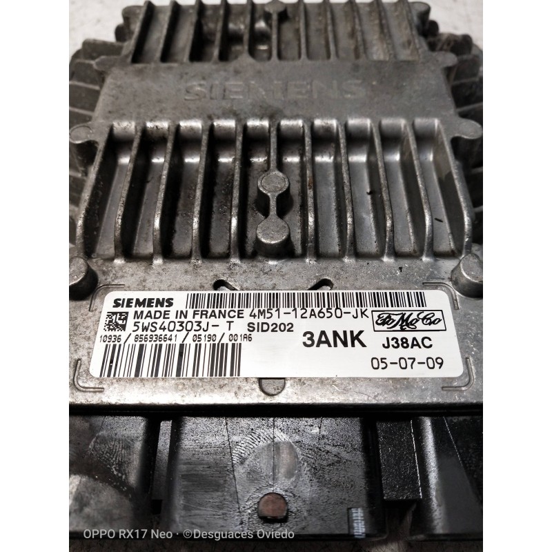 Recambio de centralita motor uce para ford focus berlina (cap) ambiente (d) referencia OEM IAM 5WS40303JT 4M5112A650JK 3ANK SID2