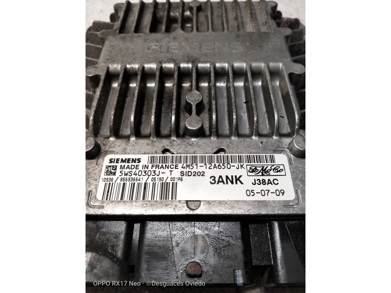 Recambio de centralita motor uce para ford focus berlina (cap) ambiente (d) referencia OEM IAM 5WS40303JT 4M5112A650JK 3ANK SID2