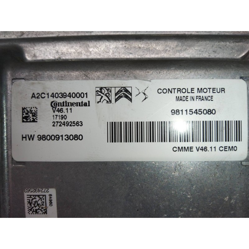 Recambio de centralita motor uce para peugeot 2008 (--.2013) 1.2 16v vti referencia OEM IAM 9811545080 HW9800913080 A2C140394000