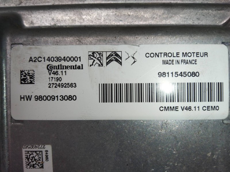 Recambio de centralita motor uce para peugeot 2008 (--.2013) 1.2 16v vti referencia OEM IAM 9811545080 HW9800913080 A2C140394000