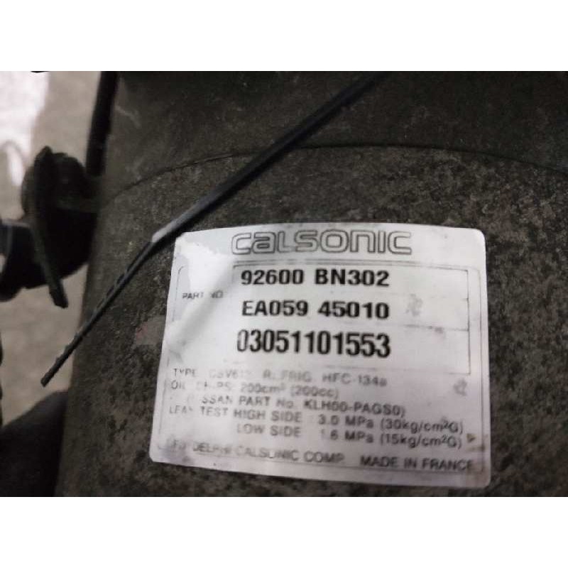 Recambio de compresor aire acondicionado para nissan almera (n16/e) comfort referencia OEM IAM 92600BN302 EA05945010 CSV613