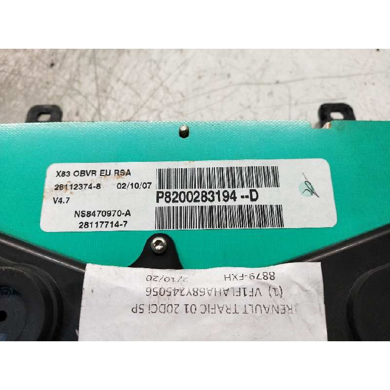 Recambio de cuadro instrumentos para renault trafic caja cerrada (ab 4.01) 2.0 dci diesel fap cat referencia OEM IAM P8200283194