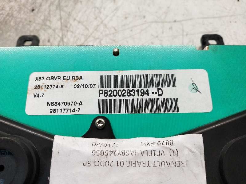 Recambio de cuadro instrumentos para renault trafic caja cerrada (ab 4.01) 2.0 dci diesel fap cat referencia OEM IAM P8200283194