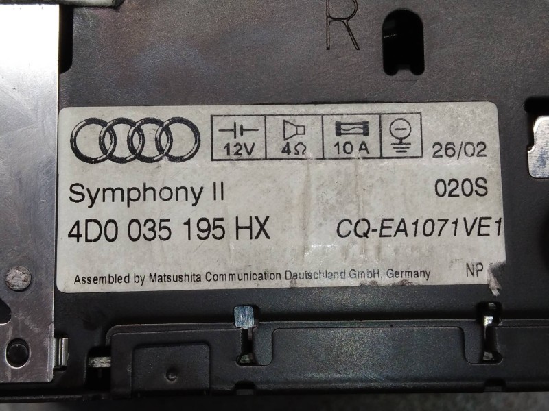 Recambio de sistema audio / radio cd para audi a8 (d2) 2.5 tdi quattro referencia OEM IAM 4D0035195HX  