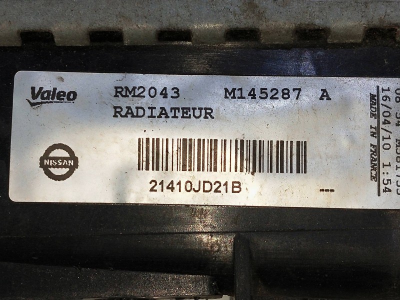 Recambio de radiador agua para nissan qashqai (j10) 2.0 16v cat referencia OEM IAM 21410JD21B M145287 