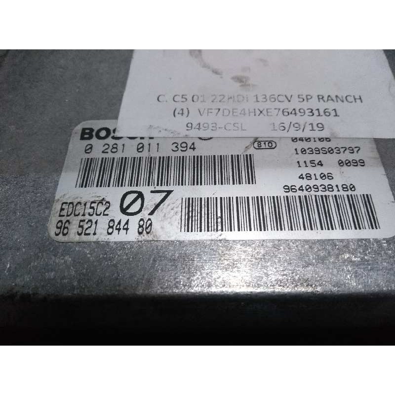 Recambio de centralita motor uce para citroen c5 break 2.2 hdi exclusive automático referencia OEM IAM 0281011394 9652184480 EDC