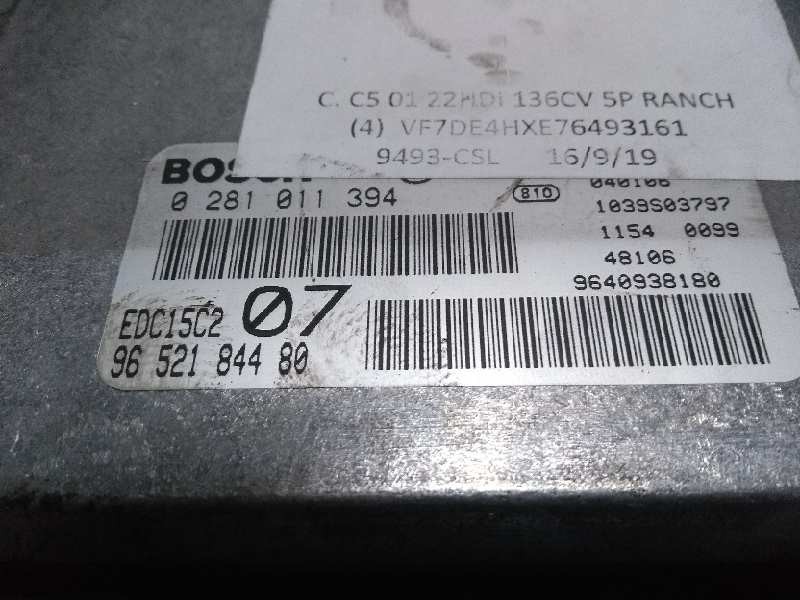 Recambio de centralita motor uce para citroen c5 break 2.2 hdi exclusive automático referencia OEM IAM 0281011394 9652184480 EDC