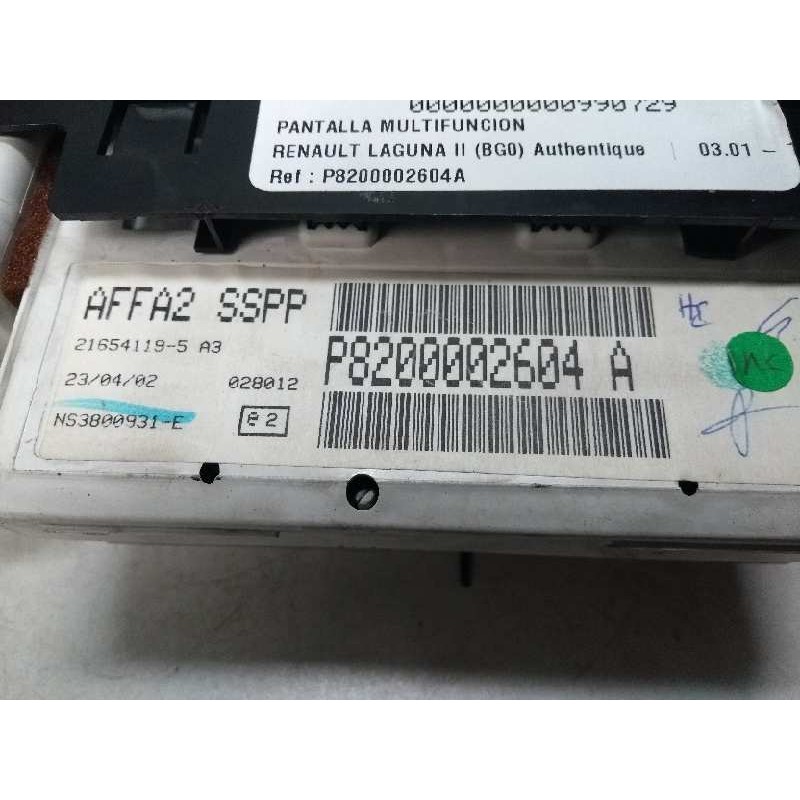 Recambio de pantalla multifuncion para renault laguna ii (bg0) authentique referencia OEM IAM P8200002604A 216541195 AFFA2SSPP