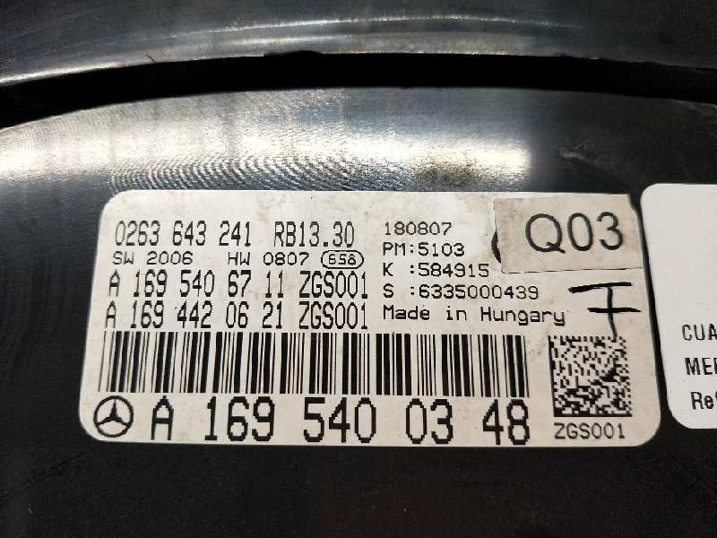 Recambio de cuadro instrumentos para mercedes clase a (w169) a 150 (169.331) referencia OEM IAM 0263643241 A1695400348 A16954067
