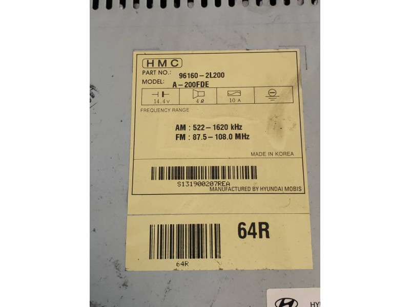 Recambio de sistema audio / radio cd para hyundai i30 1.6 crdi cat referencia OEM IAM 961602L200  