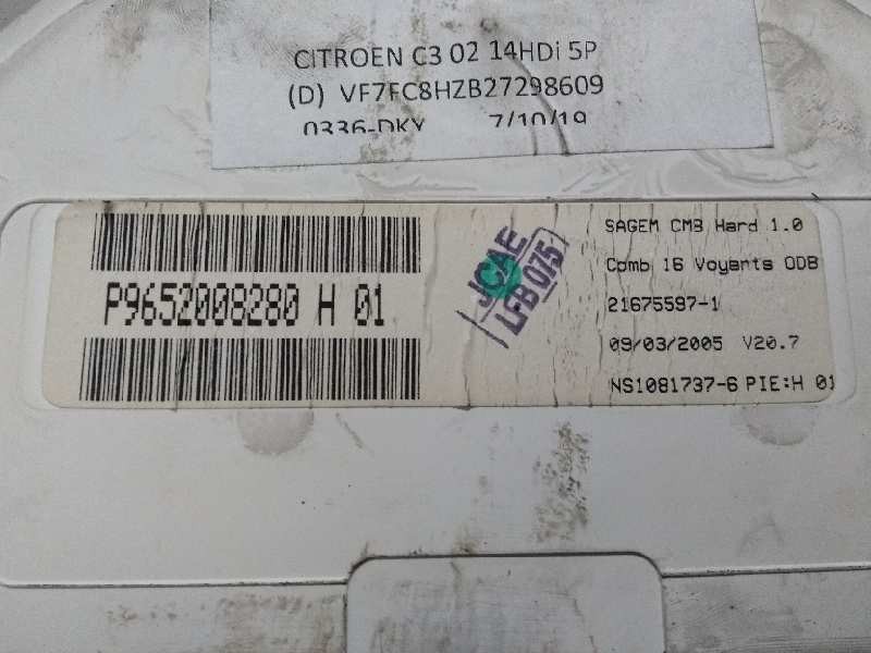 Recambio de cuadro instrumentos para citroen c3 1.4 hdi sx referencia OEM IAM P9652008280 H01 216755971 Recambio de cuadro instrumentos para citroen c3 1.4 hdi sx referencia OEM IAM P9652008280 H01 216755971