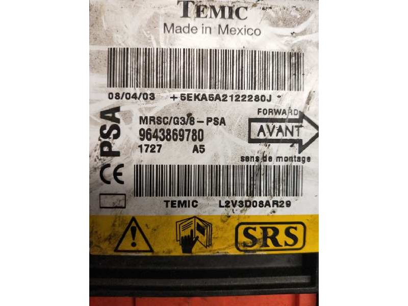 Recambio de centralita airbag para peugeot 607 (s1) pack referencia OEM IAM 9643869780 L2V3D08AR29 1727 A5