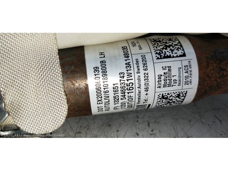 Recambio de airbag cortina delantero izquierdo para chevrolet cruze ls referencia OEM IAM   