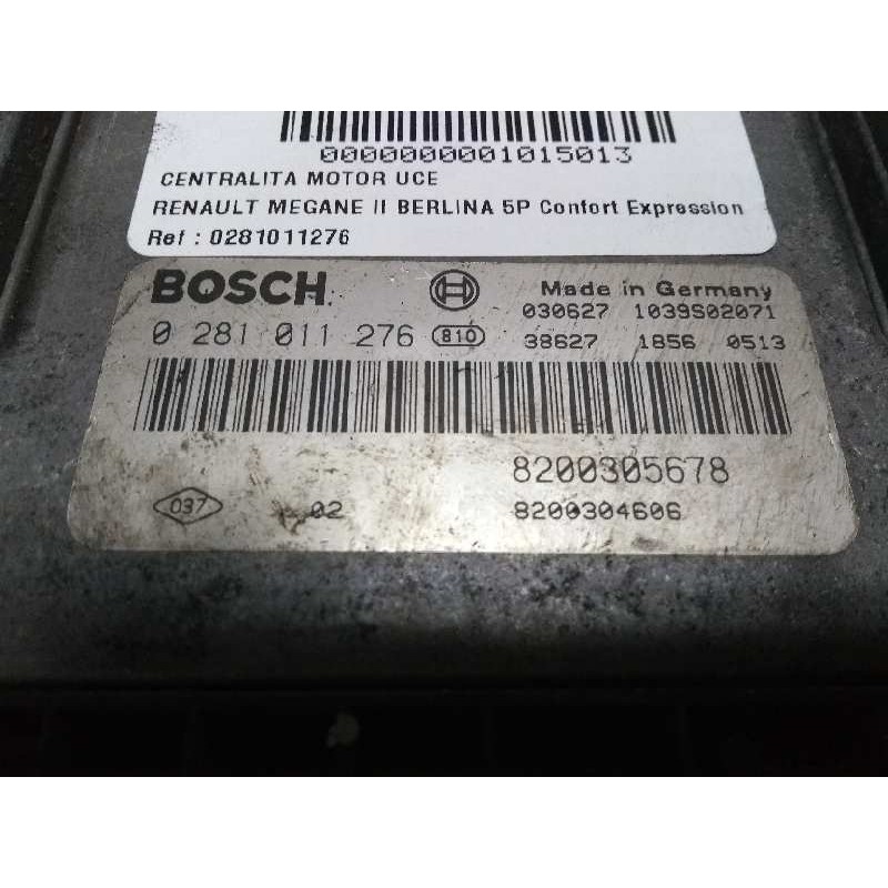 Recambio de centralita motor uce para renault megane ii berlina 5p confort expression referencia OEM IAM 0281011276 8200305678 8