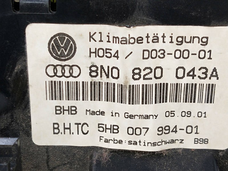 Recambio de mando calefaccion / aire acondicionado para audi tt (8n3/8n9) 1.8 20v turbo referencia OEM IAM 8N0820043A 5HB0079940