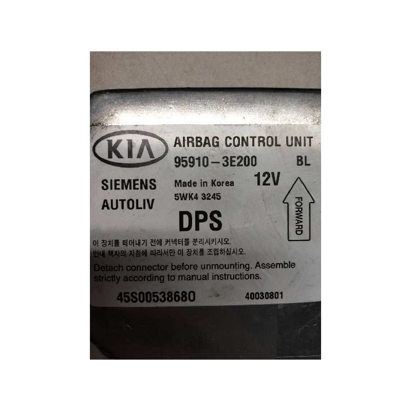 Recambio de centralita airbag para kia sorento 2.5 crdi vgt ex1 referencia OEM IAM 5WK43245 95910 3E200 